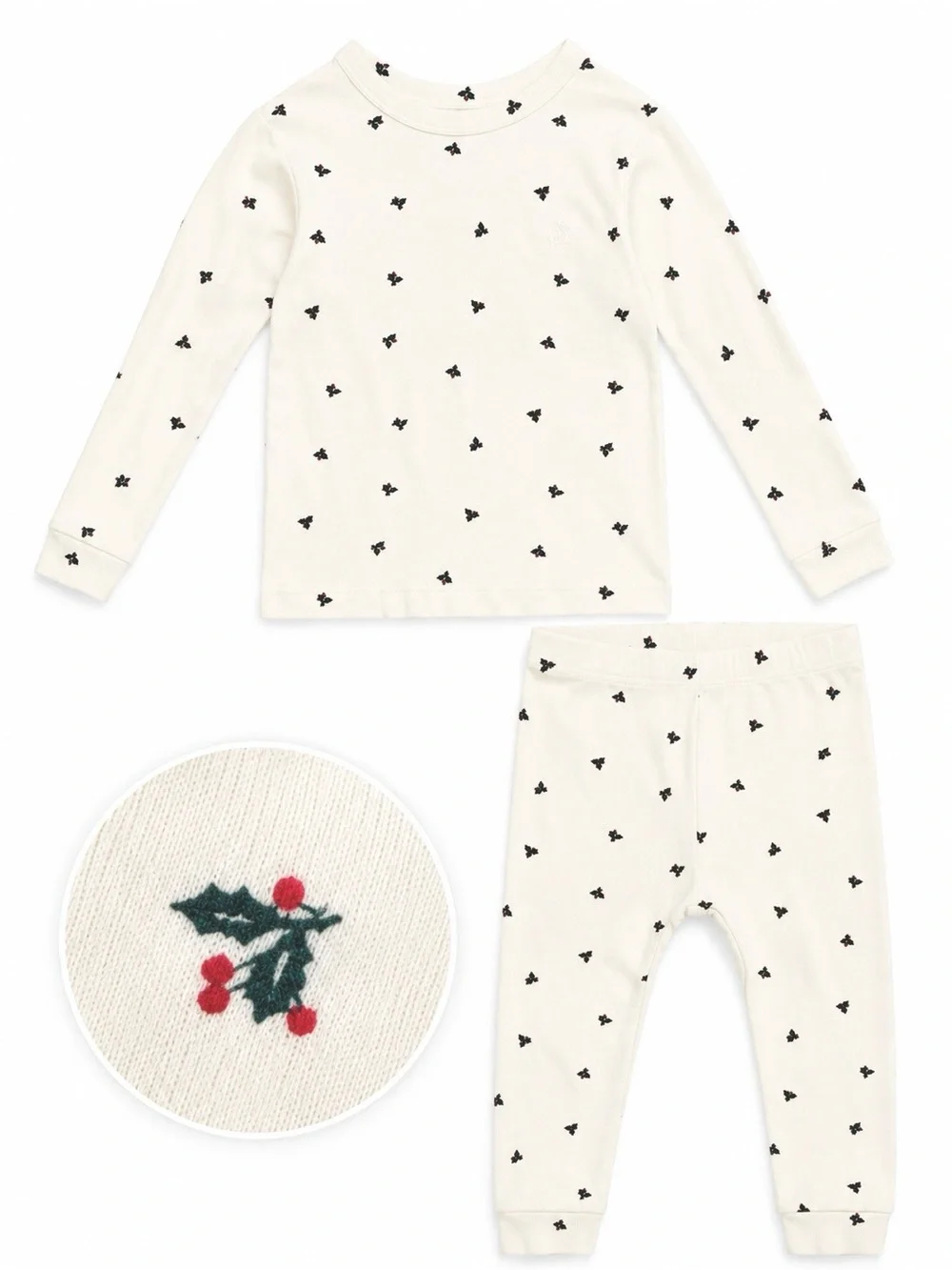 Baby Gap Holiday Holly Print Pajama Set 3T 100% Cotton Christmas PJs